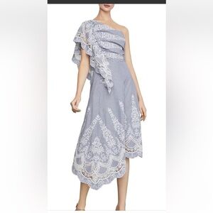 BCBG MaxAzria Striped Crochet Blue one shoulder Size 2 eyelet NWT